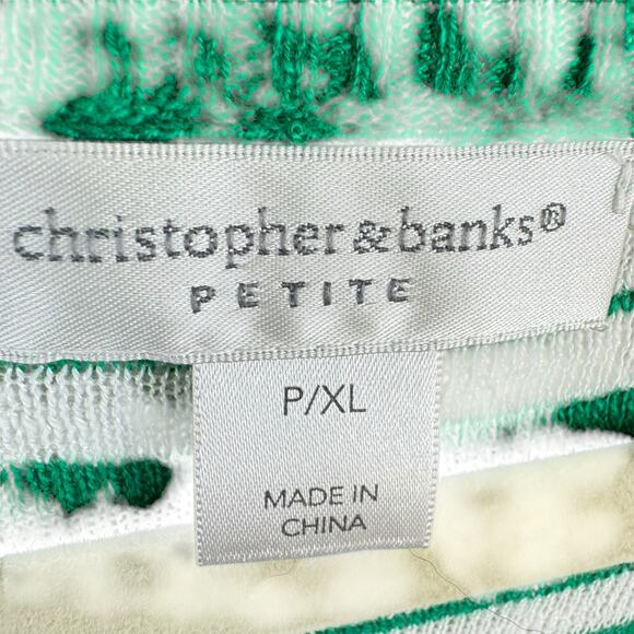 Christopher & Banks NWT Green White Striped Sweater Petite XL - Picture 5 of 7